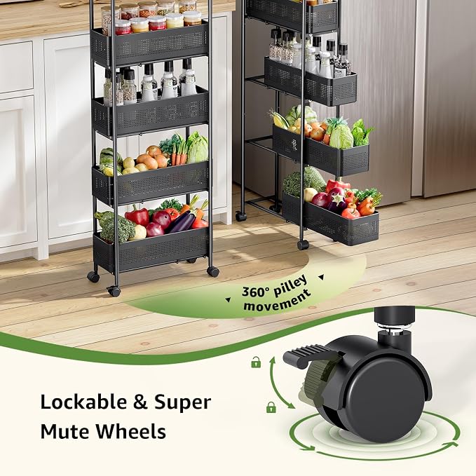 KINGRACK 5-Tier Slim Storage Cart - Image 4
