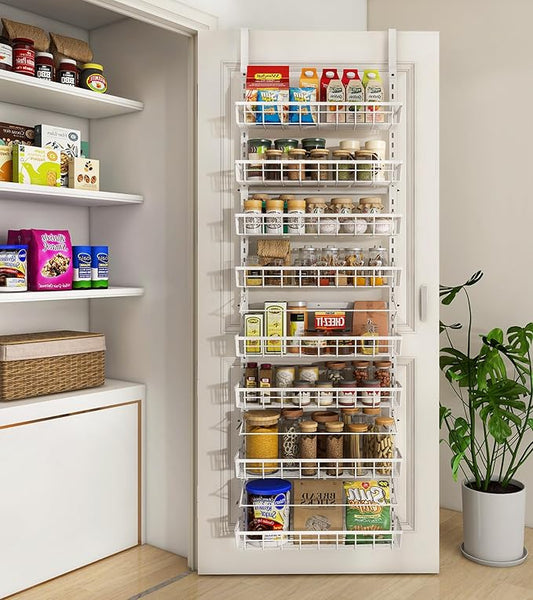 Mefirt Over The Door Pantry Organizer, Wall Mount Spice Rack 8-Tier White | by Mefirt