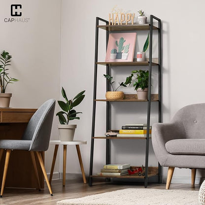 CAPHAUS 5 Tier Ladder Bookshelf, 24 Inch Width Free Standing Shelf, Bookcase - Image 2