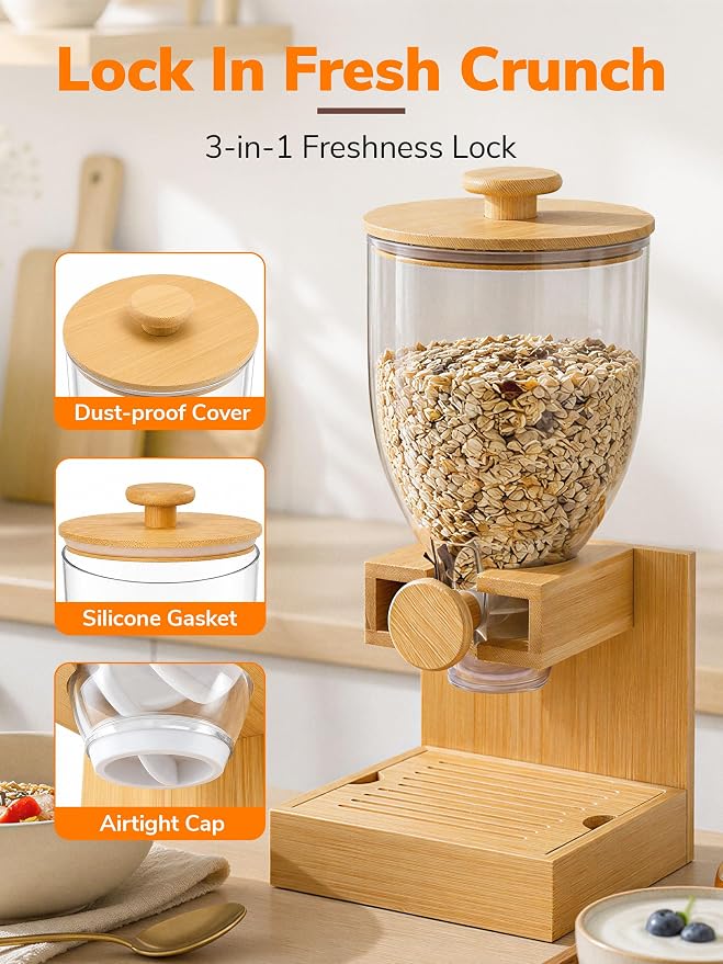 3.5L Large Capacity Cereal Dispenser Countertop, Airtight Cereal Containers - Image 3