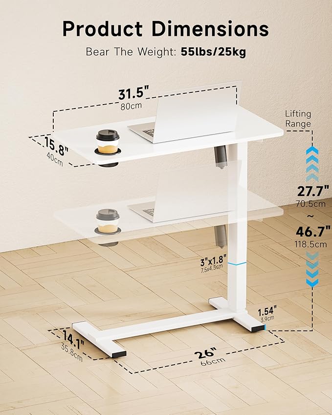 BIZUM Small Electric Standing Desk Bedside Table - Image 3
