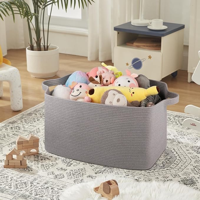 Extra Large Blanket Basket, Rectangle Nursery Blanket Storage - Image 5
