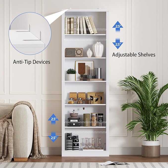 75" Tall Bookshelf, 6-Tier Floor Standing Bookcase - Image 5
