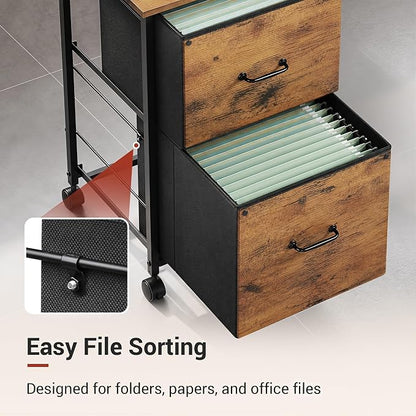 DEVAISE 2 Drawer Mobile File Cabinet, Rolling Printer Stand | Fabric Vertical - Image 4