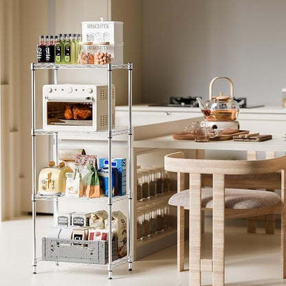IZEUK 4 Tier Metal Wire Shelf Unit, Chrome Storage Rack Organizer - Image 2