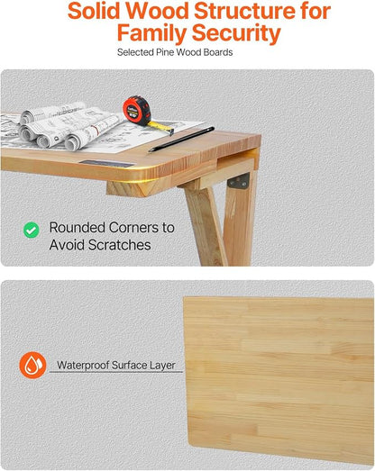 VEVOR Wall-Mounted Folding Table, 31.5 x 23.62 inch, Wooden Drop Leaf Floating - Image 7