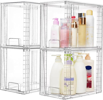 Vtopmart 4 Pack Clear Stackable Storage Drawers, 9.7" High Plastic Organizers - Image 4