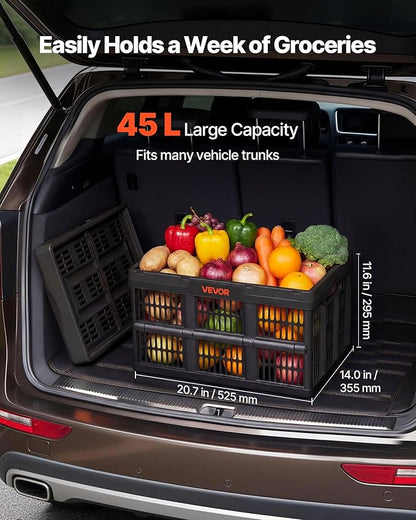 VEVOR Plastic Collapsible Storage Bins, 45L 3 Packs, Stackable Folding Storage - Image 2