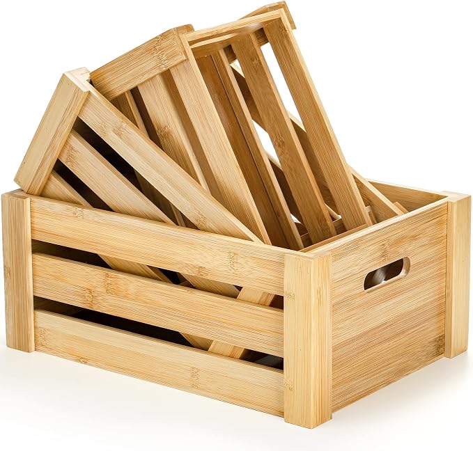 Lawei Set of 3 Bamboo Nesting Crates - Image 8