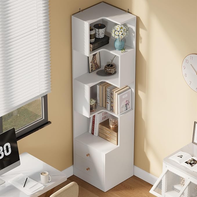 IRONCK Corner Bookshelf, 70.87" Tall Corner Bookcase - Image 8