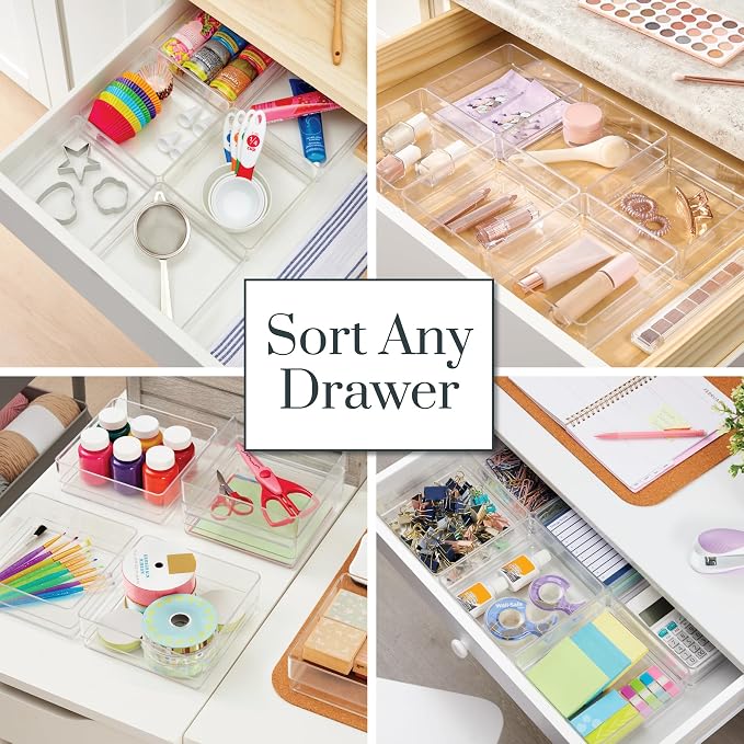 STORi SimpleSort 6-Piece Stackable Clear Drawer Organizer Set | 6" x 6" x 2" - Image 4