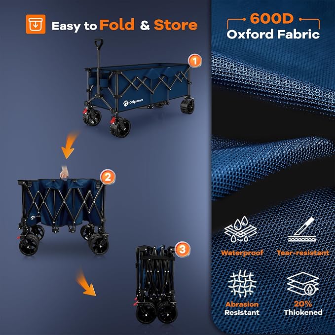 48" L Folding Beach Wagon Cart Foldable, 560lbs Weight Capacity 300L Heavy Duty - Image 9