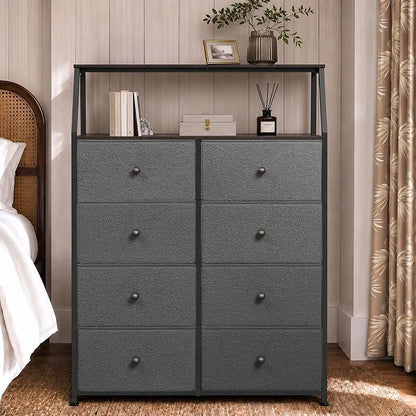 WLIVE Grey Boucle 8-Drawer Fabric Dresser Storage Tower Bedroom | Boucle fabric - Image 4