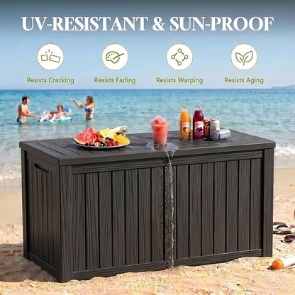 200 Gallon Outdoor Storage Box, Large Waterproof Resin Deck Box, Lock Storage - Image 2