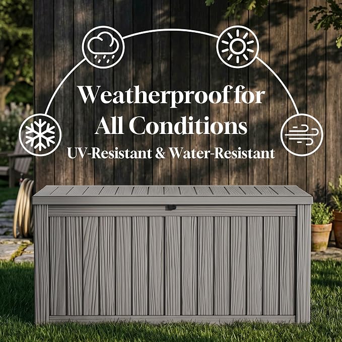 ROJIK 150 Gallon Outdoor Storage Box Waterproof, Weatherproof Deck Boxes - Image 8