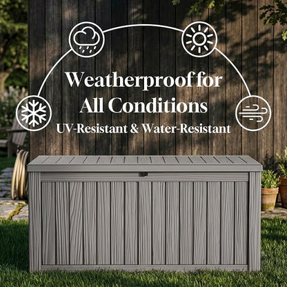 ROJIK 150 Gallon Outdoor Storage Box Waterproof, Weatherproof Deck Boxes - Image 8