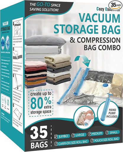 Cozy Essential Vacuum Storage Bags, 80% Compression Vacuum Seal Space Saver by CozyEssential
