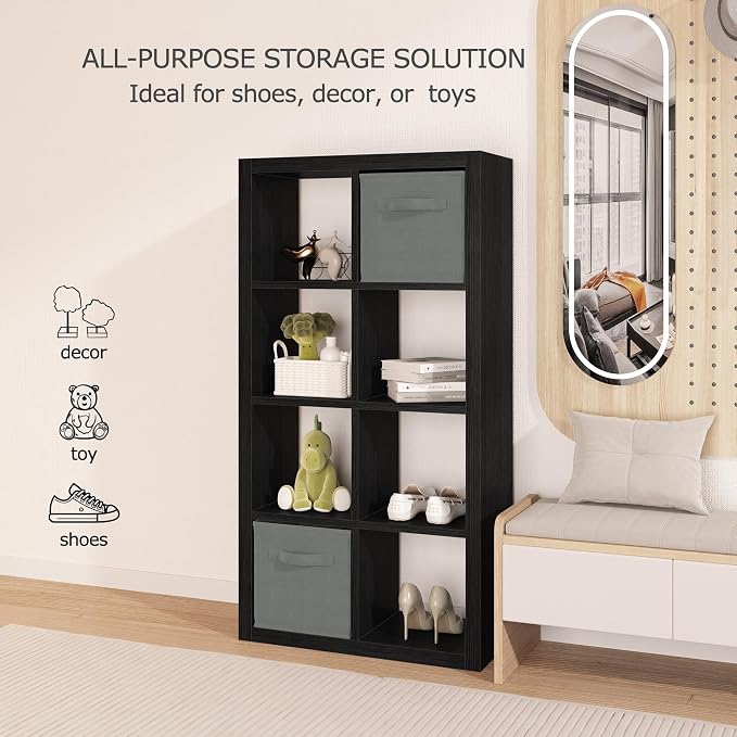 Bookshelf Cube Storage Organizer, 8-Cube Shelf Bookcase - Image 6