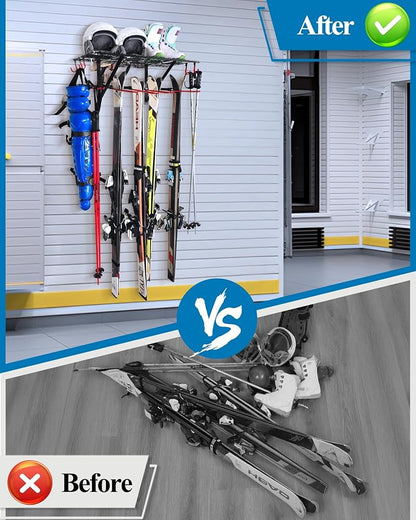 Mythinglogic Wall Mounted Ski Rack, Ski and Snowboard Storage Rack - Image 7