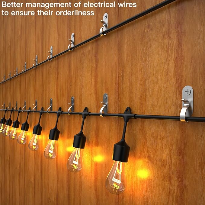 Lewufe String Lights Hanger Hooks, Stainless Steel Lights Clips, Outdoor Screw - Image 2