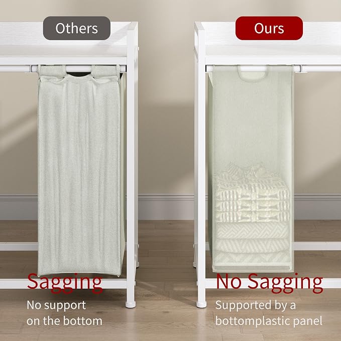 Laundry Hamper with Shelf, Laundry Basket 5 Section, Laundry Sorter with - Image 5
