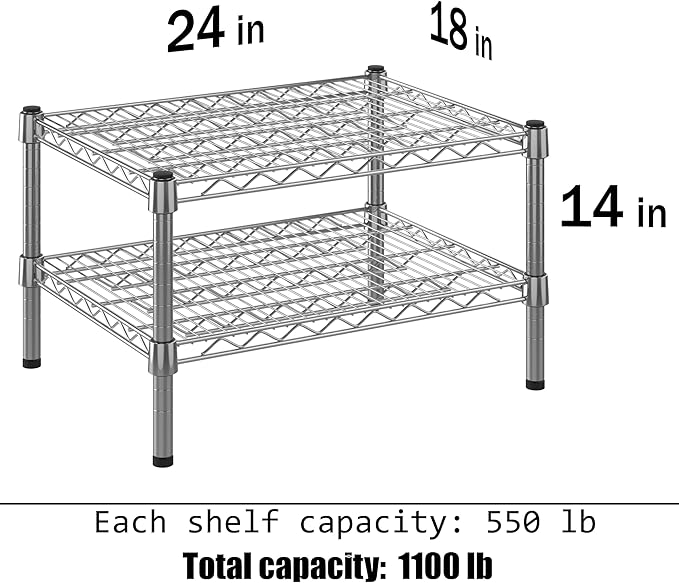 18" Deep x 24" Wide x 14" Height Wire Shelving Kit | 2-Tier | NSF Commercial - Image 3