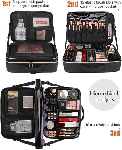 Relavel Makeup Case Large Makeup Bag Professional Train Case 16.5 inches Travel - Image 3