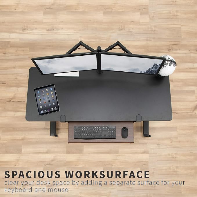 VIVO Dark Walnut Large 27 x 11 in Under Desk Keyboard Tray, MOUNT-KB05D | - Image 2