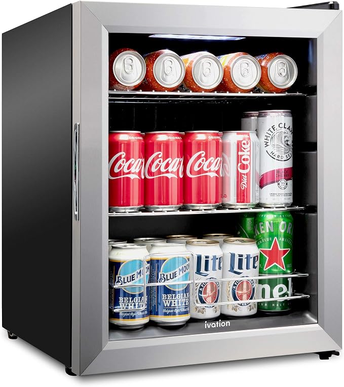 Ivation 62 Can Beverage Refrigerator, Freestanding Ultra Cool Mini Fridge by Ivation