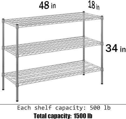 18" Deep x 48" Wide x 34" Height Wire Shelving Kit | 3-Tier | NSF Commercial - Image 3