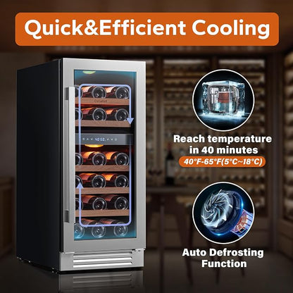 Ca'Lefort 15 Inch Wine Fridge, 28 Bottle Wine Cooler Refrigerator, 40-65°F Wine - Image 5