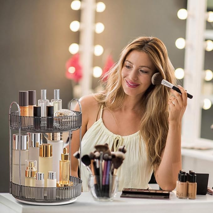 360° Rotating Makeup Organizer, Bathroom Make Up Spinning Holder Rack, Large - Image 5