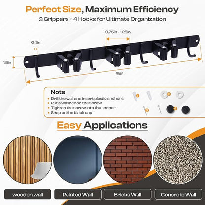 Heavy-Duty Stainless-Steel Broom Holder Wall Mount - Image 2