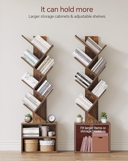 SUNMORY 6 Tier Tree Bookshelf, Tall Small Bookcase - Image 4