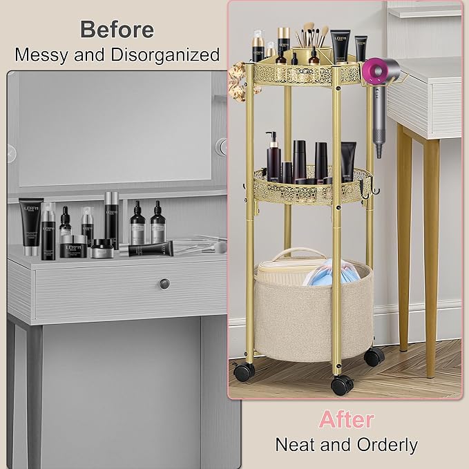 3-Tier Rolling Makeup Organizer Cart - Image 7