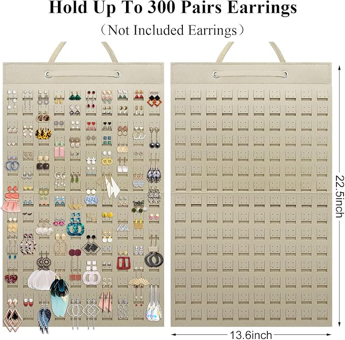 Earrings Organizer, Hanging Earring Holder Holds Up to 300 Pairs, Stud Earring - Image 2