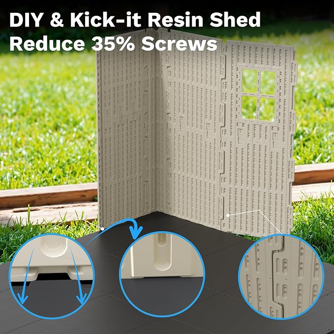 Devoko Resin Storage Shed with Floor, 8 x 12 FT Outdoor Plastic Tool Shed with - Image 5