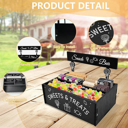 Snack Organizer for Countertop Wooden Snack Bar Container 4 Compartment Food - Image 3