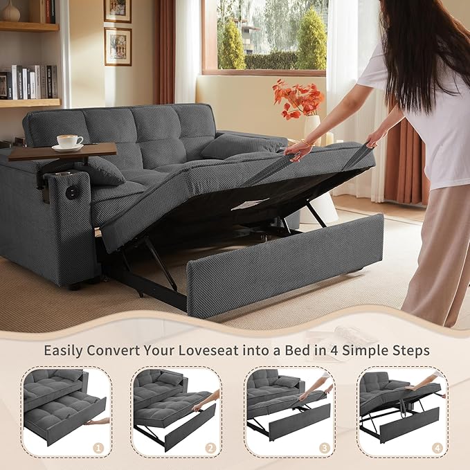 hansones 65'' 3-in-1 Folding Convertible Sofa Bed, Queen Size Pullout Sofa - Image 6