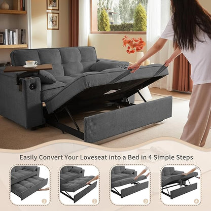 hansones 65'' 3-in-1 Folding Convertible Sofa Bed, Queen Size Pullout Sofa - Image 6