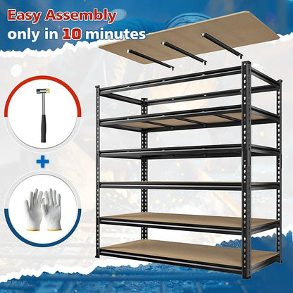 55" W Storage Shelves, 3060LBS Garage Shelving, 6-Tier Heavy Duty Shelving - Image 7