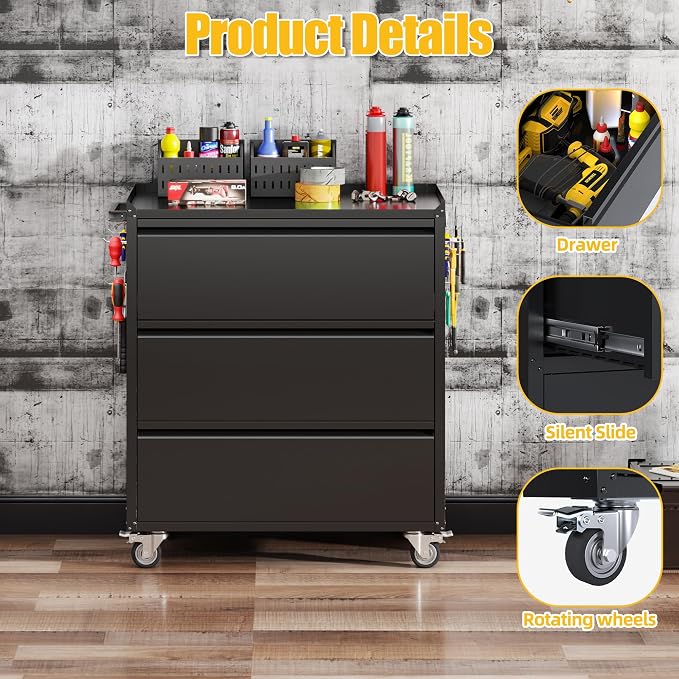 Aobabo Metal Storage Cabinet on Wheels, - Image 5