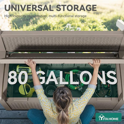 YITAHOME 80 Gallon Storage Bench Deck Box, Lockable Patio Bench, Waterproof - Image 2