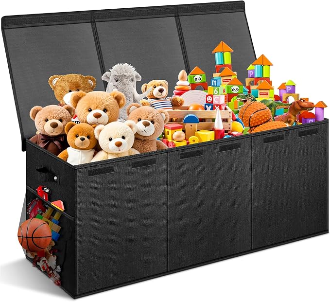 Extra Large Toy Box with Lids, Collapsible Storage Bin, Bedroom Nursery by Rocamdo