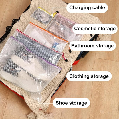 EOOUT 64pcs Mesh Zipper Pouch Bags, 8 Sizes Plastic Bags, 15 Colors | - Image 5