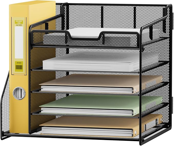 Lavatino Desk Organizer, 5-Tier Metal Mesh Paper Letter Tray - Image 2