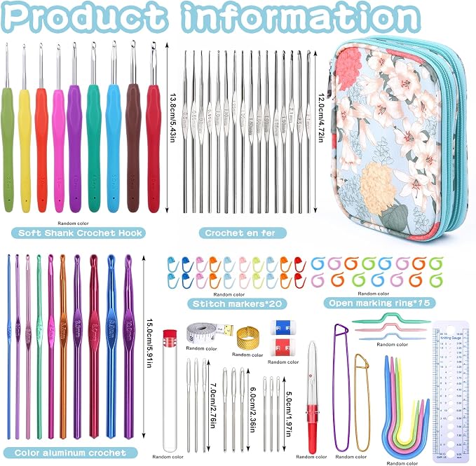 Mayboos 96 Pack Crochet Hooks Set, Ergonomic Crochet Hooks Weave Yarn Kits - Image 2
