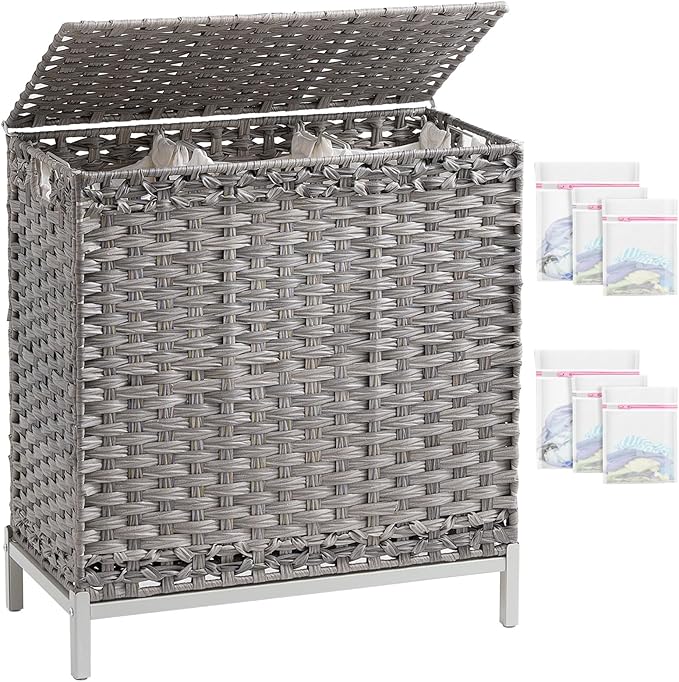 SETVSON Laundry Hamper with Lid 132 L, Clothes Hamper with Lid, Handwoven by SETVSON