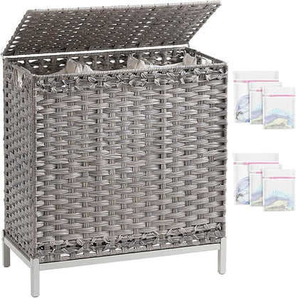 SETVSON Laundry Hamper with Lid 132 L, Clothes Hamper with Lid, Handwoven by SETVSON
