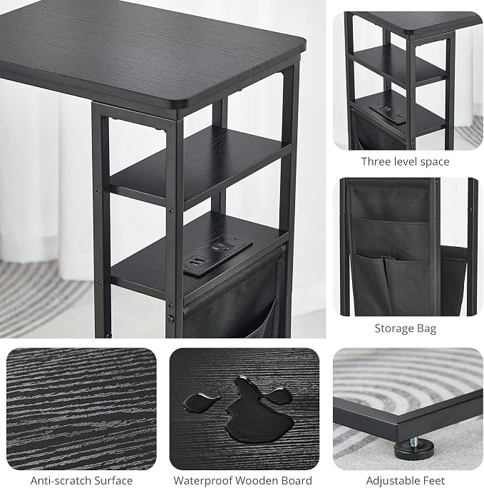 C Shaped End Table with Charging Station, Under Couch Table C-Shaped End Table - Image 7